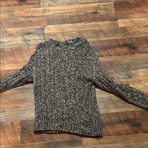 Polo Ralph Lauren Black and Cream Marled Knit Pullover Sweater Size M